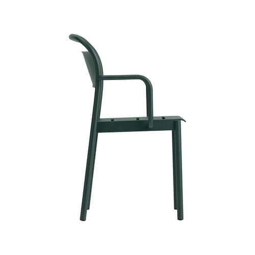 Fauteuil empilable Linear métal vert - Muuto - Vert foncé - Acier