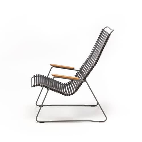 Click Lounge Low armchair plastic material green High backrest - Houe - Olive green - Bamboo, Metal, Plastic