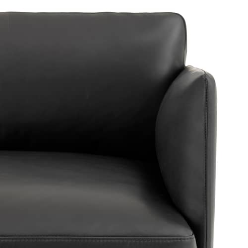 Canapé droit Outline cuir noir / 3 places- L 220 cm - Muuto - Noir (cuir Refine) / Pieds alu poli - Holz, Kaltschaum, Leder, poliertes Aluminium, Stahl