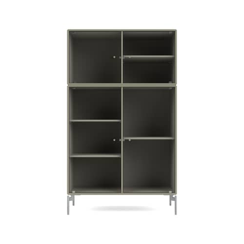 Vaisselier Ripple III / Vitrine - L 69,6 x P 38 x H 105 cm / Verre ondulé - MONTANA - Fennel 144 / Pieds chromés - Acier chromé, MDF laqué, Verre ondulé