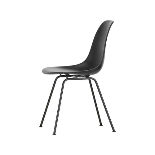 Stuhl RE DSX - Eames Plastic Side Chair plastikmaterial schwarz / (1950) - Beine schwarz / recycelt - Vitra - Schwarz / Beine schwarz - Epoxid-lackierter Stahl, Recycelter Kunststoff (Post-Consumer)