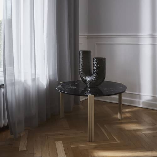 Table basse Tribus pierre noir / Ø 60 x H 35 cm - Marbre / Seconde vie - AYTM - Marbre noir / Sable - Acier, Marbre