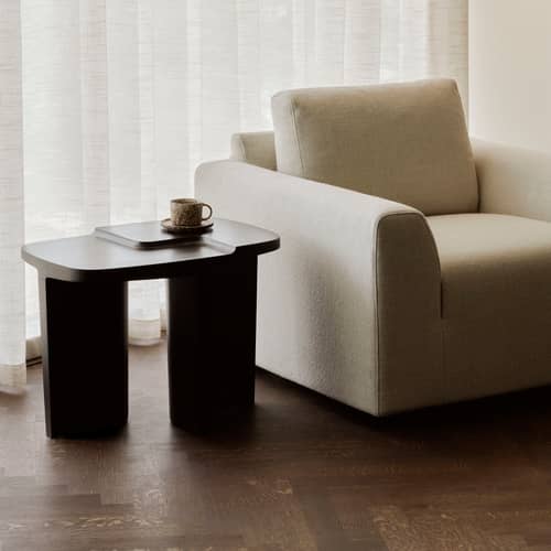 Table d\'appoint Brutalist bois marron / 60 x 40 x H 45 cm - Ethnicraft - Acajou brun rose - Acajou massif teinté
