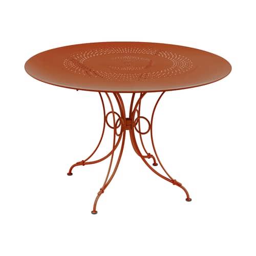 Table ronde 1900 / Ø 117 cm - Trou parasol / 8 personnes - Fermob - Orange confite - Acier