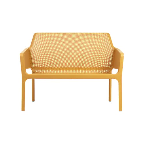 Banc avec dossier Net jaune / Empilable - L 116 cm - NARDI - Moutarde - Résine de fibre de verre
