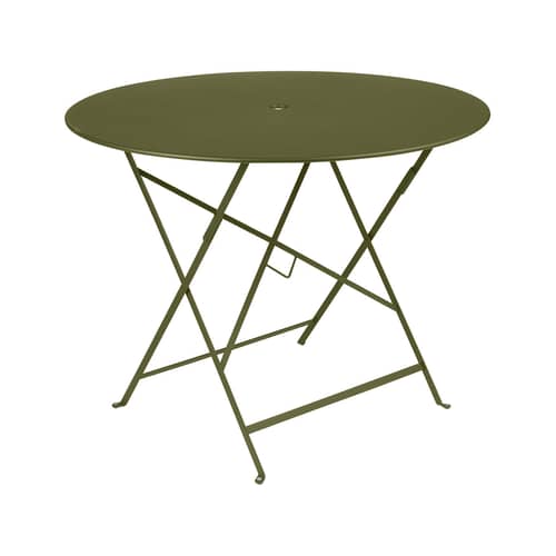 Table pliante Bistro / Ø 96 cm - 5 personnes / Trou parasol - Fermob - Pesto - Acier laqué