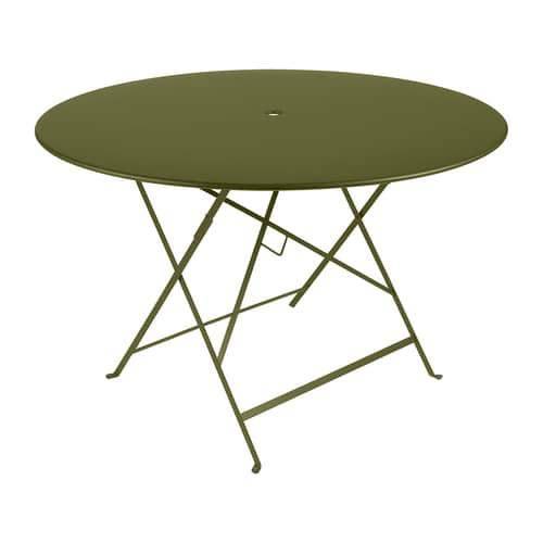 Table pliante Bistro / Ø 117 cm - 6/8 personnes - Trou parasol - Fermob - Pesto - Acier laqué