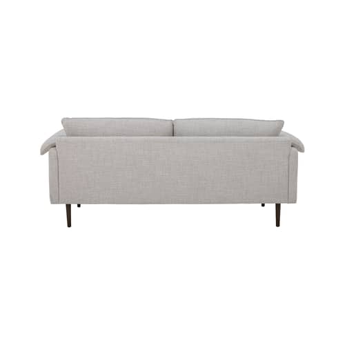 Canapé droit Chesham tissu blanc / 3 places - L 200 cm - Bloomingville - Blanc cassé / Noyer - Chêne, Contreplaqué, Mousse, Tissu polyester