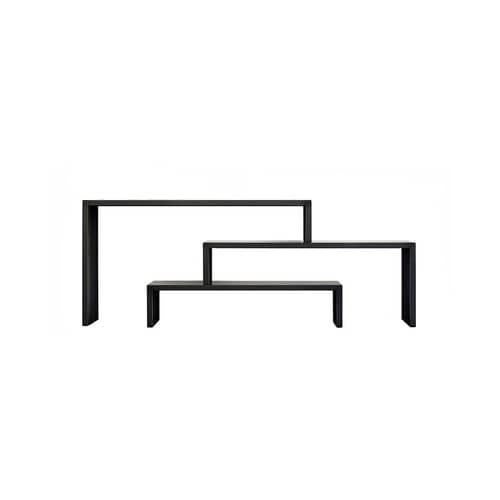 Consolle Babilonia XL nero metallo /Set da 3 - Zeus - Fosfatato nero - Lamiera di acciaio naturale