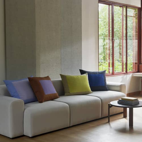 Coussin Ram tissu jaune / 48 x 60 cm - Hay - Jaune -  Plumes, Coton biologique, Polyester