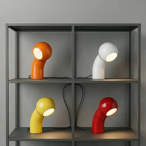 Lampe de table Pallino rouge / Réédition 70 - Orientable - Martinelli Luce - Rouge - ABS moulé, Aluminium