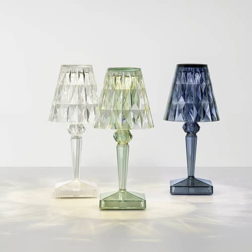 Lampe extérieur sans fil rechargeable Battery LED transparent / Ø 12 x H 26 cm - Recyclé - Kartell - Cristal - PMMA recyclé