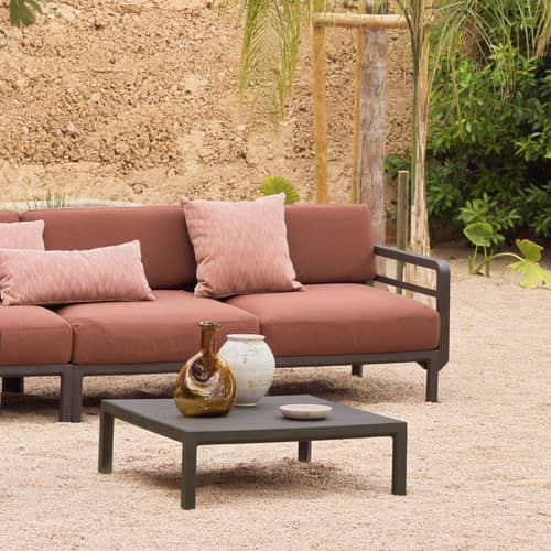 Divano da giardino modulare Maximo tessuto arancione / 3 posti - L 253,5 cm - NARDI - Terra / Tessuto Arancione Cannella - Resina in fibra di vetro, Schiuma di poliuretano, Tessuto acrilico Sunbrella®