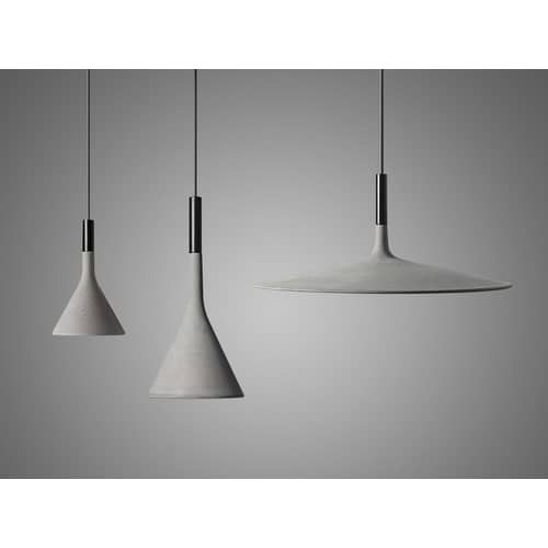 Aplomb Large Pendant stone white LED Cement / Ø 45 x H 20 cm - Foscarini - White - concrete, Lacquered polycarbonate