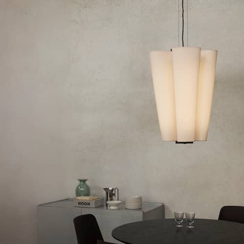 Pendelleuchte Bella SC115 textil weiß / H 75 cm - &tradition - H 75 cm - Aluminium, Leinen