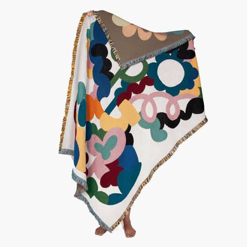 Plaid Alessi tissu multicolore / By Micke Lindebergh - 137 x 178 cm - Slowdown Studio - Micke Lindebergh - Coton recyclé