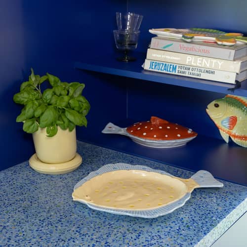 Plat de service Plaice céramique / 37 x 29,5 cm - & klevering - Multicolore - Grès