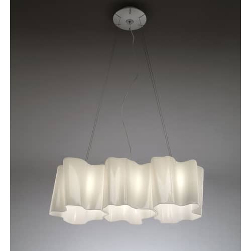 Suspension Logico grande verre blanc / 3 éléments en ligne - Artemide - Blanc - grande - Verre soufflé