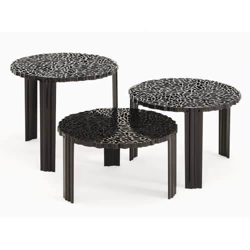 Table basse T-Table Basso plastique noir / Ø 50 x H 28 cm - Kartell - Noir opaque - PMMA