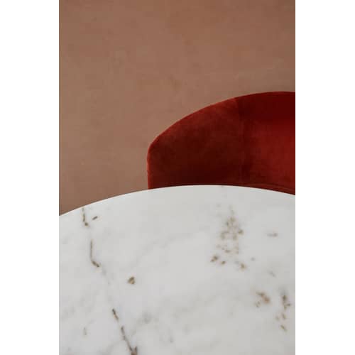 Table ronde Harbour / Ø 80 cm - Marbre - Menu - Marbre blanc / Pied noir - Acier, Aluminium, Marbre