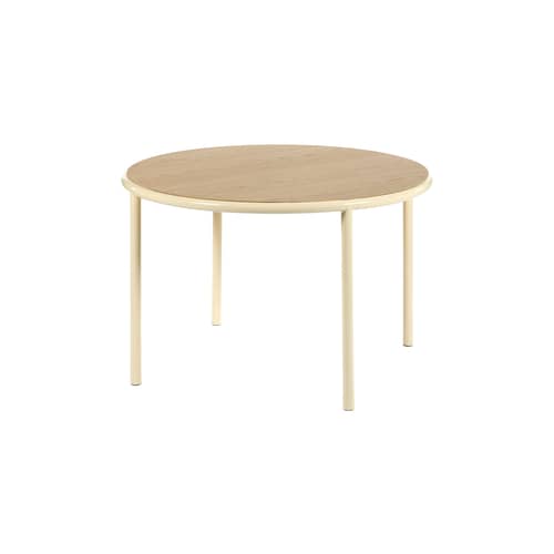 Table ronde Wooden    / Ø 120 cm - Chêne & acier - valerie objects - Ivoire / Chêne - Acier, Chêne