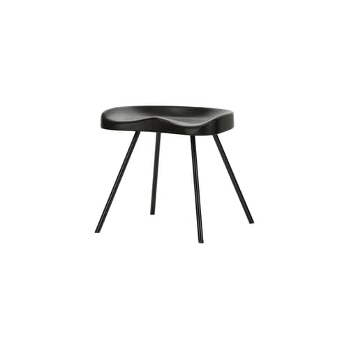 Tabouret N° 307 bois naturel / Jean Prouvé, 1951 - Vitra - Chêne foncé / Noir - Acier, Chêne massif teinté
