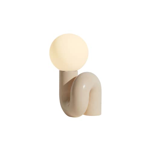 Tischleuchte Neotenic LED Petite keramik beige / Petite - Keramik / L 18 x H 26 cm - Petite Friture - Vanille (glänzend) - Keramik, mundgeblasenes Glas