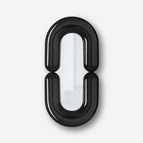 Wandspiegel Zodiac Bumper Large keramik schwarz / Keramik - L 55 x H 110 cm - Moustache - Schwarz - Glas, Keramik