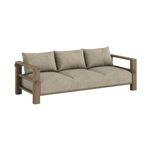 Canapé convertible Bare / Lit 1 place - L 225 cm - KARUP - Sable chaud (641) / Brun caroube (106) - Mousse haute résilience, Pin massif, Polyester
