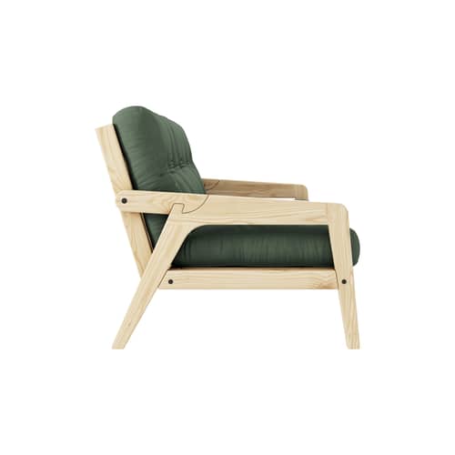 Canapé convertible Grab / L 204 cm - 3 places - KARUP DESIGN - Vert olive 756  / Pin clair - Fibres recyclées mélangées, Mousse, Pin massif certifié FSC, Tissu