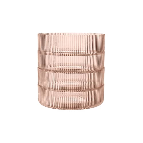 Set de 4 coupelles Ripple verre rose / Ø 12,2 cm - Ferm Living - Rose poudré - Verre soufflé bouche