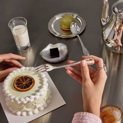 Albi Cutlery set metal / 4 pieces for Tea time - For 2 persons - Christofle - Silvery metal - Silvery metal