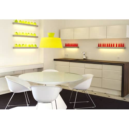 Ed Luminous table glass white / Ø 140 cm - Slide - White - Glass, Plastic