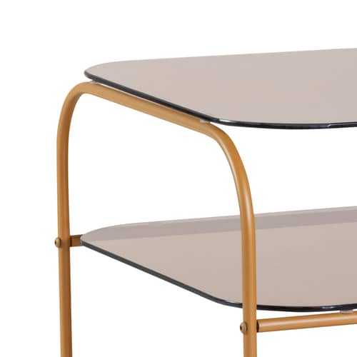 Echo End table glass brown / 41 x 41 x H 42 cm - HÜBSCH - Amber / Orange Glass - Glass, Iron