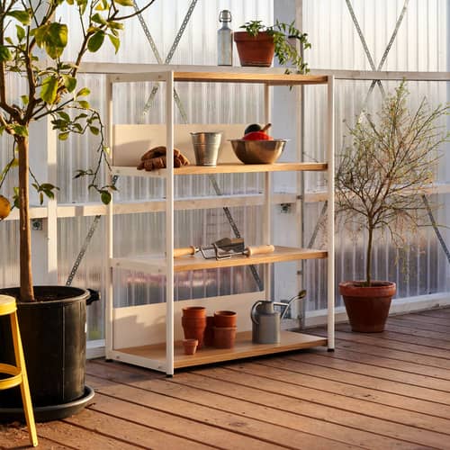 Étagère UNIT 3 métal blanc / H 110 x L 84 cm - TIPTOE - Blanc crème / Chêne - Acier thermolaqué, Bois éco-certifié