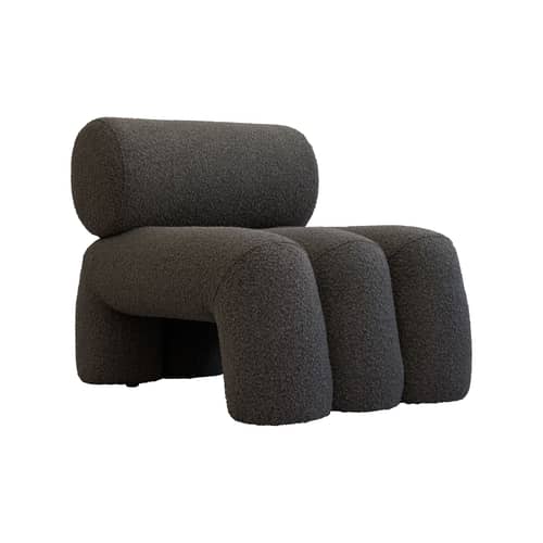 Fauteuil rembourré Foku marron / Tissu bouclé - 101 COPENHAGEN - Taupe foncé (tissu bouclé) - Bois, Mousse, Tissu bouclé