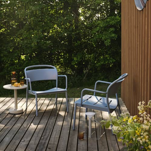 Linear Lounge Low armchair metal blue - Muuto - Light blue - Steel