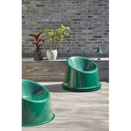 Panto Pop Low armchair plastic material green / Verner Panton (1969) - Verpan - Dark green - Polypropylene