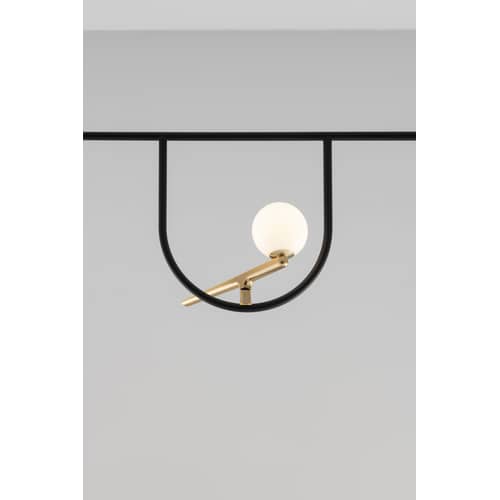 Yanzi SC1 Pendant metal glass black / LED - L 156 x H 61 cm - Artemide - H 61 cm (max) / Black & white - Blown glass, Brass, Lacquered steel