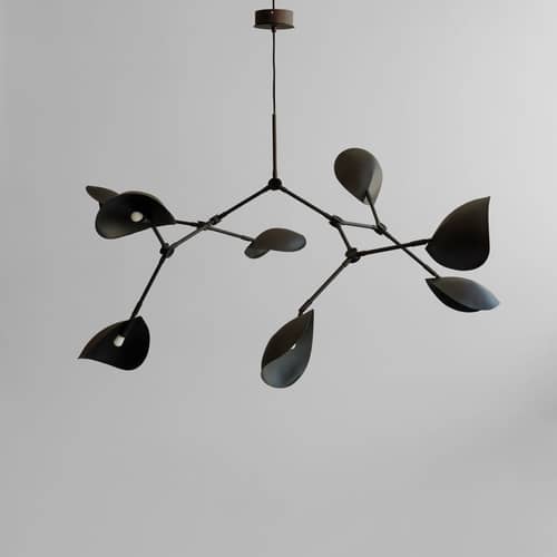 Pendelleuchte Stingray metall marmor silber schwarz / Gelenkt - 152 x 121 cm - 101 COPENHAGEN - Gebranntes Schwarz - Aluminium