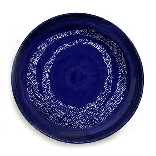 Plat de service Feast Medium / Ø 36 x H 6 cm - Serax - Points / Lapis lazuli & blanc - Grès émaillé