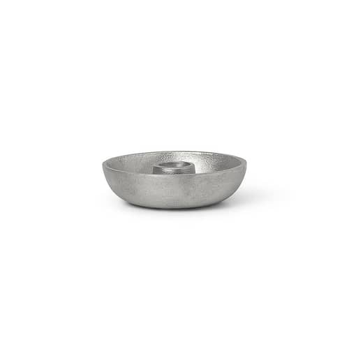 Portacandela Bowl Single argento metallo / Ø 10 cm - Alluminio riciclato - Ferm Living - Argento - Alluminio riciclato