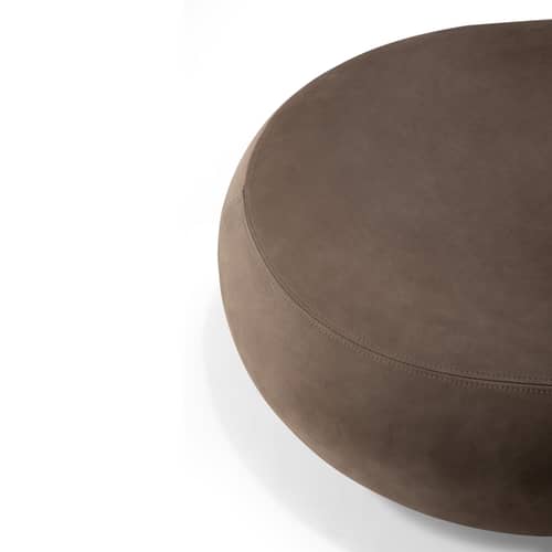 Pouf Orb / Ø 92 cm - Cuir nubuck - Ethnicraft - Cuir nubuck / Fauve - Cuir Nubuck, Mousse haute densité