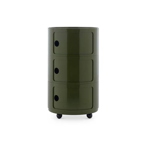 Rangement Componibili New Big plastique vert / 3 tiroirs - Ø 42 x H 69,5 cm - Kartell - Vert - ABS