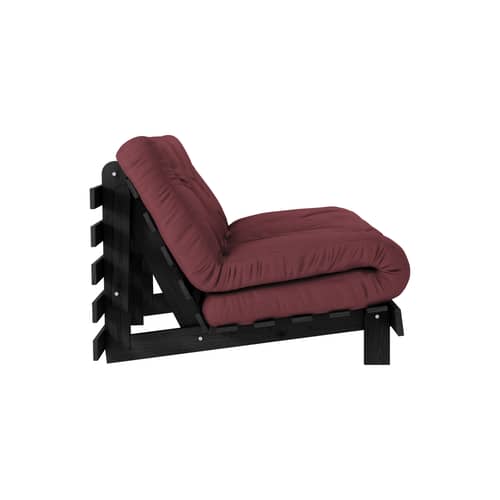 Canapé convertible Roots / L 140 cm - 3 positions / Structure noire - KARUP DESIGN - Bordeaux 710 / Noir - Fibres recyclées mélangées, Mousse, Pin massif certifié FSC laqué, Tissu