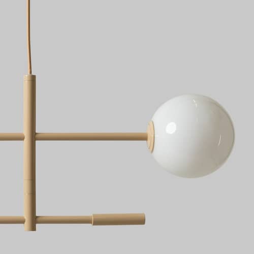 Sospensione Copenhagen metallo beige / L 97 cm - Braccioli mobili - It\'s about Romi - Beige - Ferro laccato, Vetro opalino