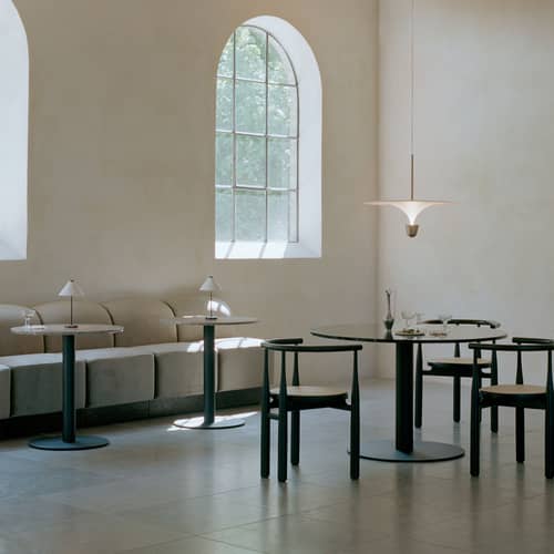Suspension Kantarell LED métal blanc / Ø 60 cm - NEW WORKS - Blanc & nickel - Acier, Aluminium