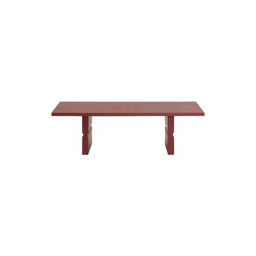 Table basse Noon bois rouge / 118 x 58 cm - NOBODINOZ - Rouge brique - Bois massif d\'hévéa, Placage de frêne teinté