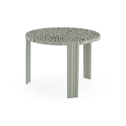 Table basse T-Table Medio plastique vert / Ø 50 x H 36 cm - Kartell - Vert - PMMA soft touch