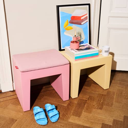 Table d\'appoint Concrete Seat plastique beige / Table d\'appoint - Polyéthylène recyclé - Fatboy - Spark - Polyéthylène recyclé
